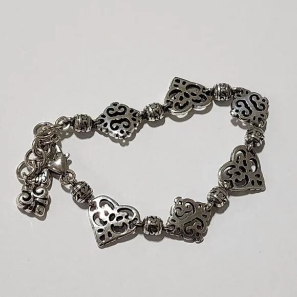 BRIGHTON retired Geneva heart silver plated pink‎ bracelet - Picture 2 of 5